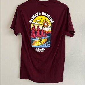 Columbia Men’s Short-Sleeve Logo Tee — Maroon with White Logo